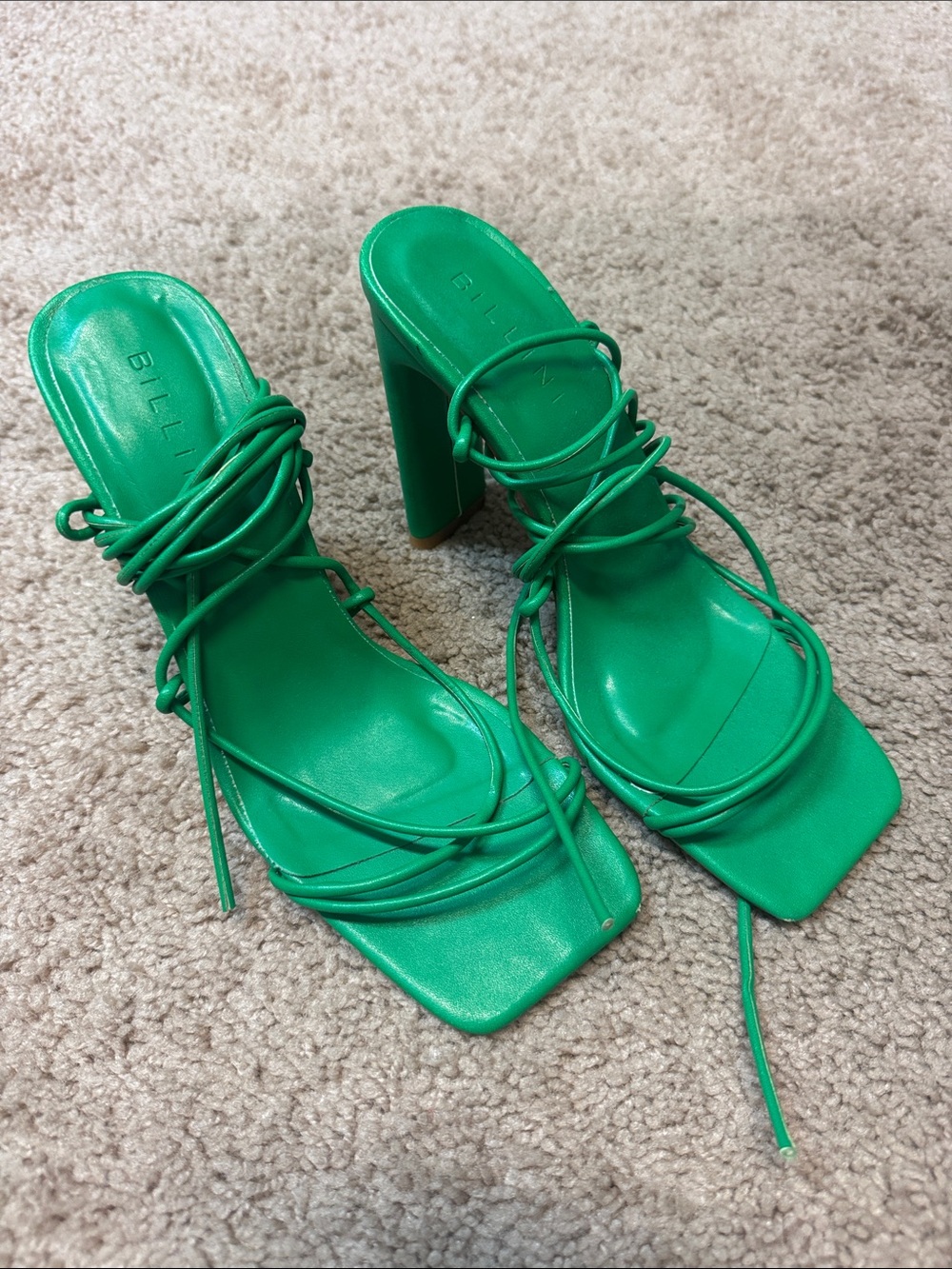 Billini cayara Green Strappy Block Heel Sandals